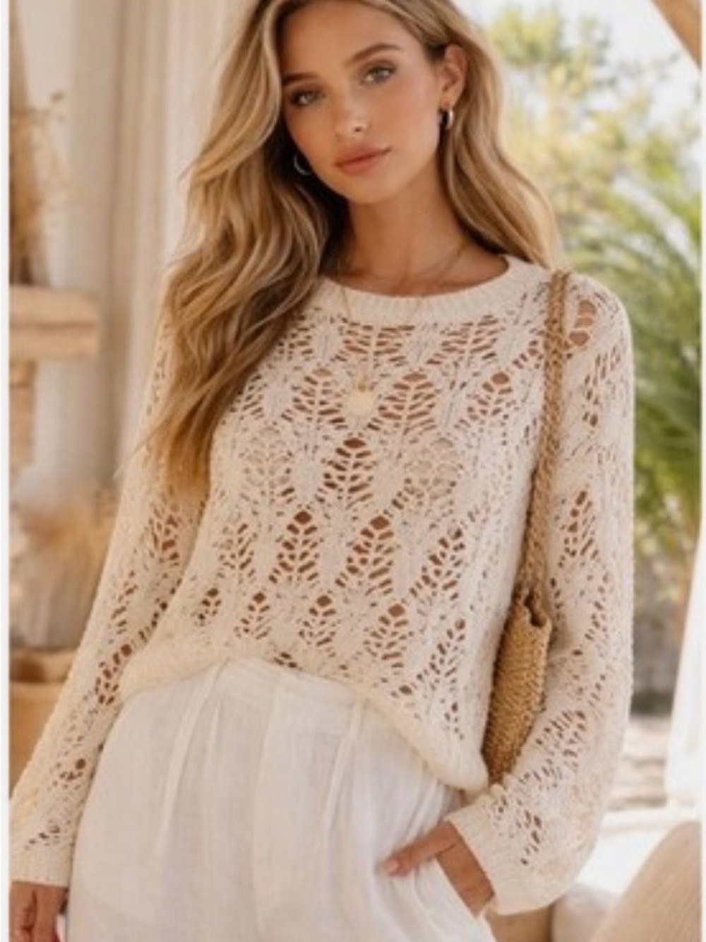 Christian Lacroix Open weave Lightweight Sweater - Cream